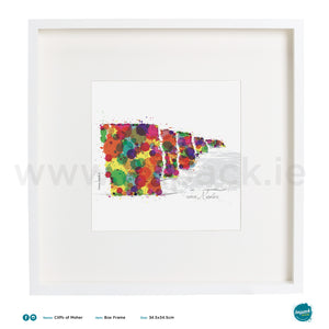 'Moher Colour', Art Splat Print in a white box frame