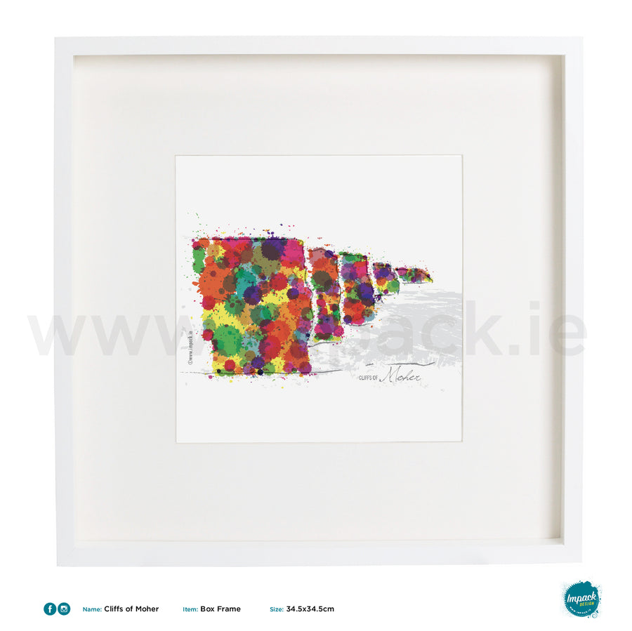 'Moher Colour', Art Splat Print in a white box frame