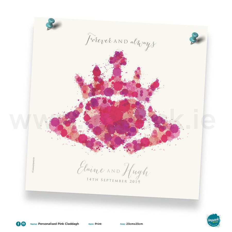 'Claddagh Pink', PERSONALISED framed or unframed - Wall art print