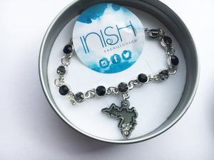 Inish Dark Diamanté Bracelet featuring Achill Island shaped Charm