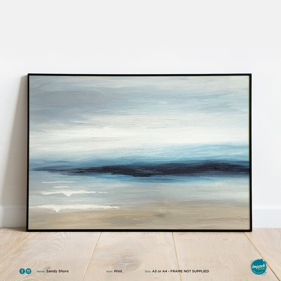 'Sandy Shore', abstract seascape print - framed or unframed