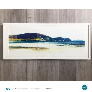 'Seascape Oil Minaun', Panoramic Print in a 100x40cm white box frame
