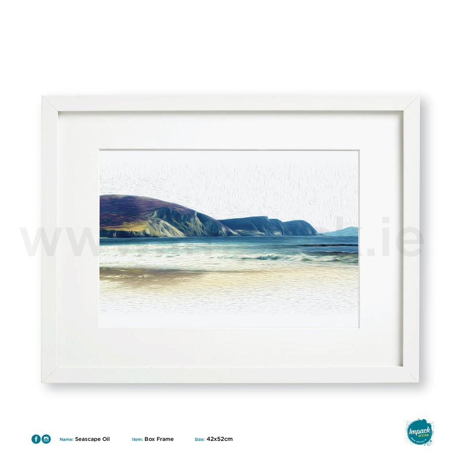 'Seascape Oil Minaun', Print in a 52x42cm white box frame
