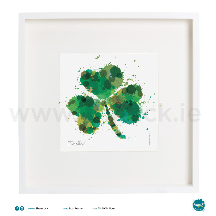 'Shamrock Green', Art Splat Print in a white box frame