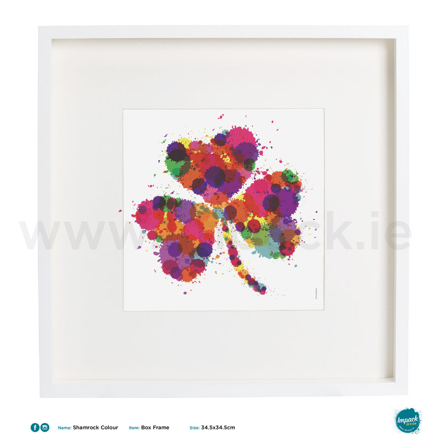 'Shamrock Colour', Art Splat Print in a white box frame