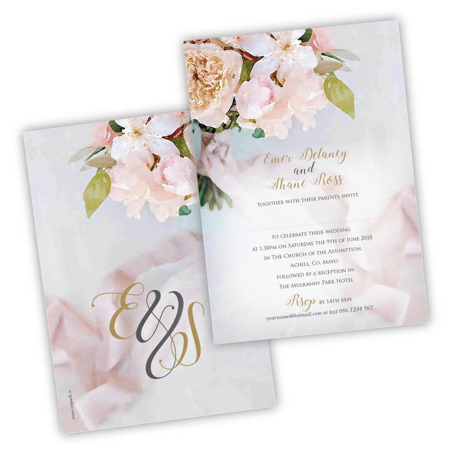 Wedding Invitation - Floral Watercolour - 100 invitations