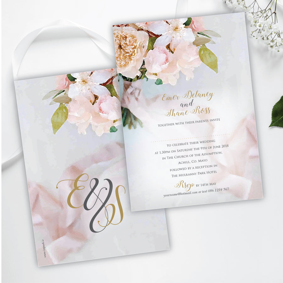 Wedding Invitation - Floral Watercolour - 100 invitations