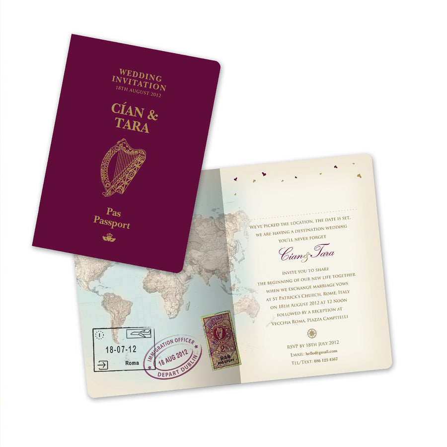 Wedding Invitation - Passport - 100 invitations