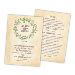Wedding Invitation - Vintage Vines - 100 invitations