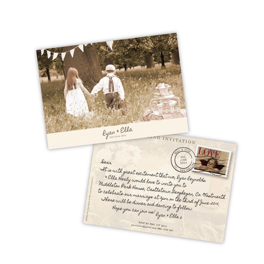 Wedding Invitation - Vintage Love - 100 invitations