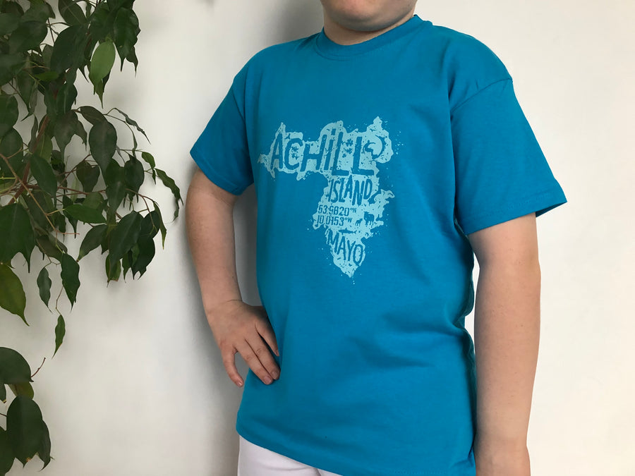 Kids Short Sleeve T-Shirt - Azure Blue - Unisex