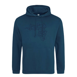 Adult Hoodie -Ink Blue with embroidered Achill Island logo - Unisex