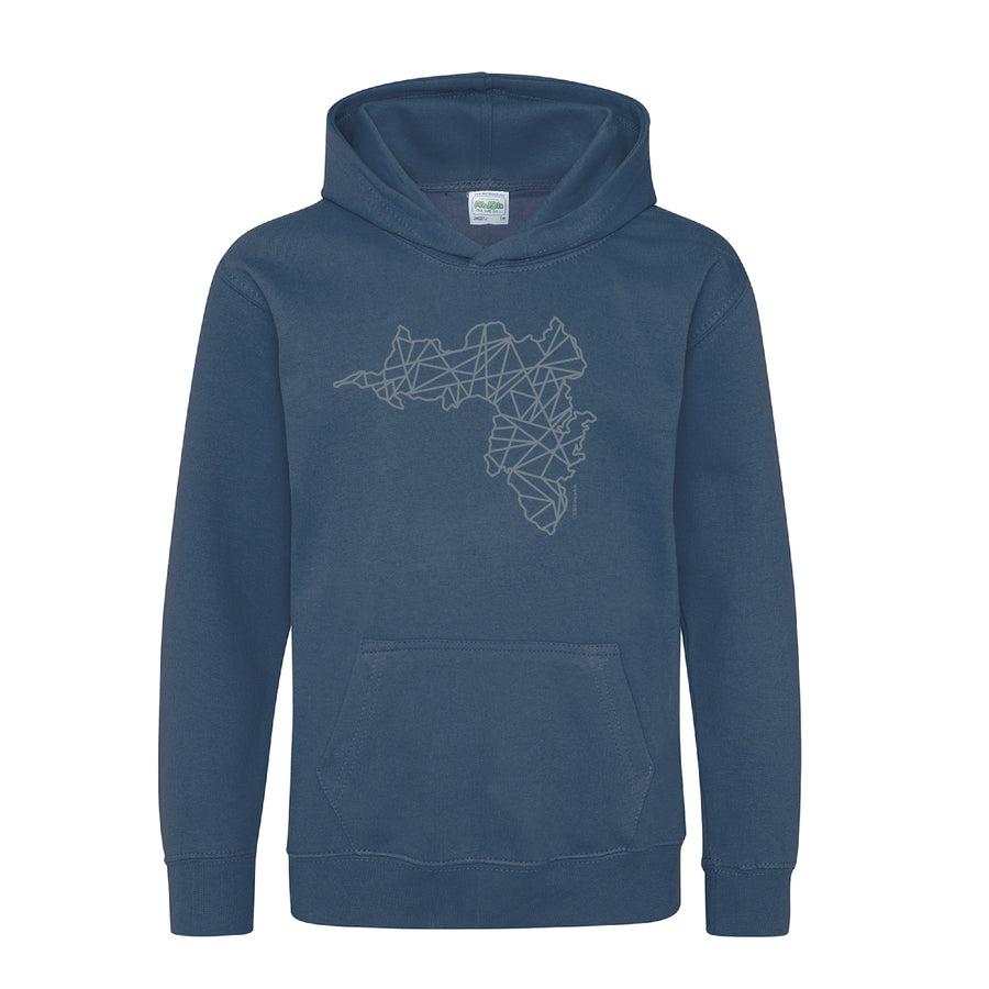 Kids Hoodie - Airforce Blue with embroidered Achill Island logo - Unisex