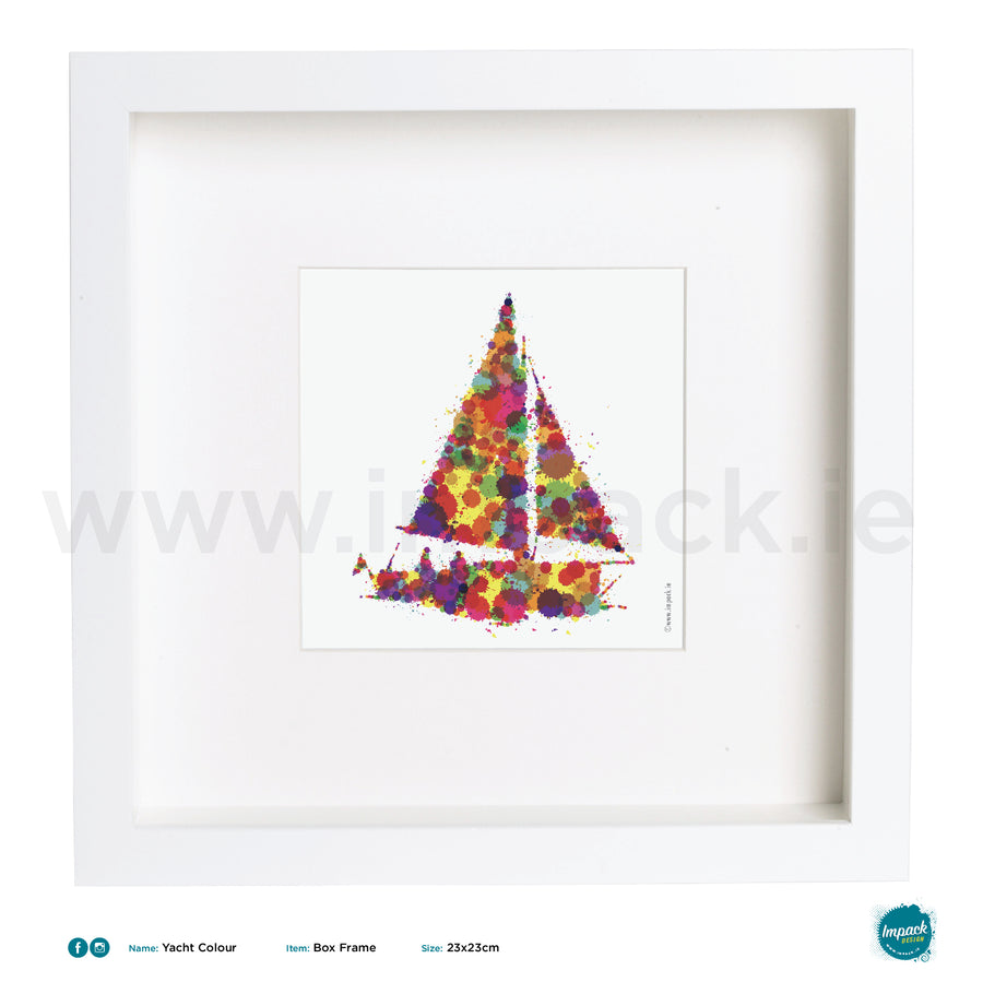 'Yacht Colour', Art Splat Print in a white box frame