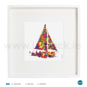 'Yacht Colour', Art Splat Print in a white box frame