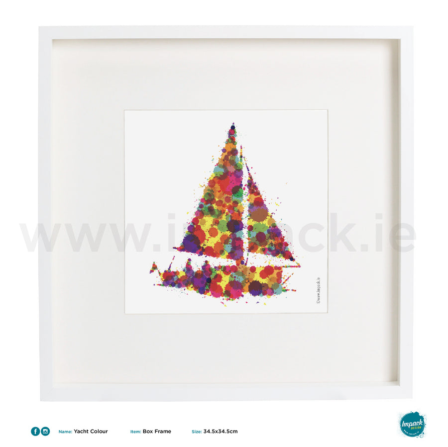 'Yacht Colour', Art Splat Print in a white box frame