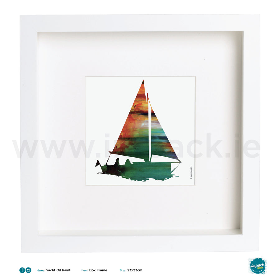 'Yacht Oil Paint', Art Splat Print in a white box frame