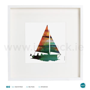 'Yacht Oil Paint', Art Splat Print in a white box frame