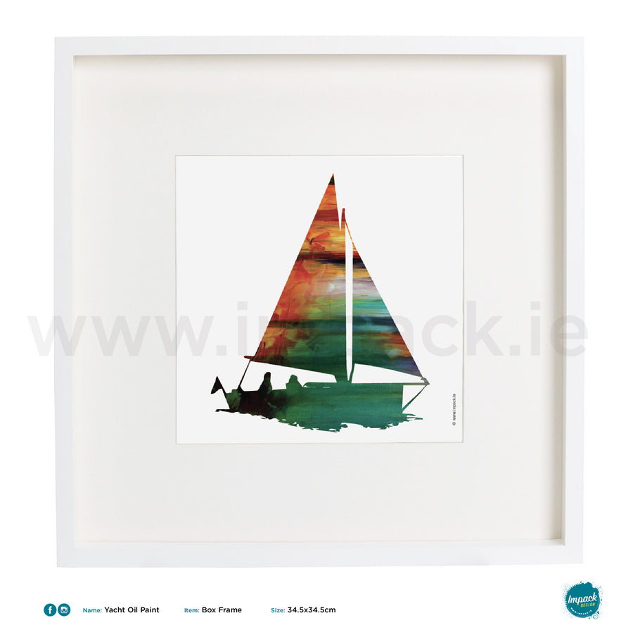 'Yacht Oil Paint', Art Splat Print in a white box frame