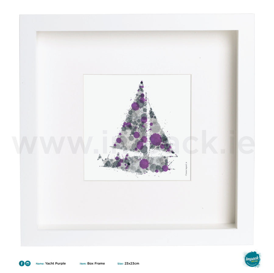 'Yacht Grey Purple', Art Splat Print in a white box frame