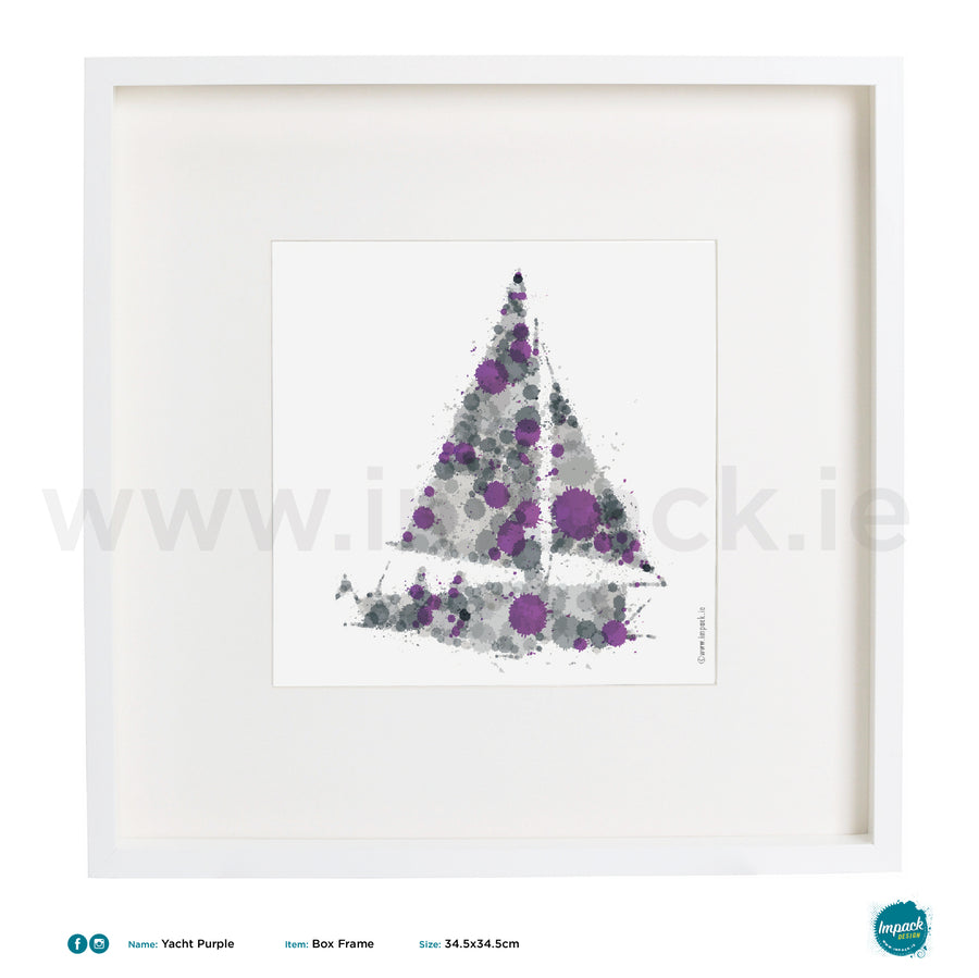 'Yacht Grey Purple', Art Splat Print in a white box frame