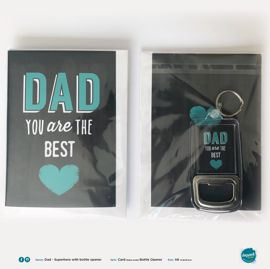Greetings Card with Bottle Opener Keyring - Fathers Day - Best Dad (includes ROI postage)