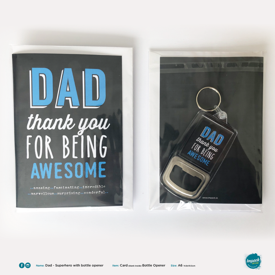 Greetings Card with Bottle Opener Keyring - Fathers Day - Awesome Dad (includes ROI postage)