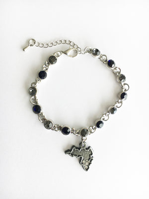 Inish Dark Diamanté Bracelet featuring Achill Island shaped Charm